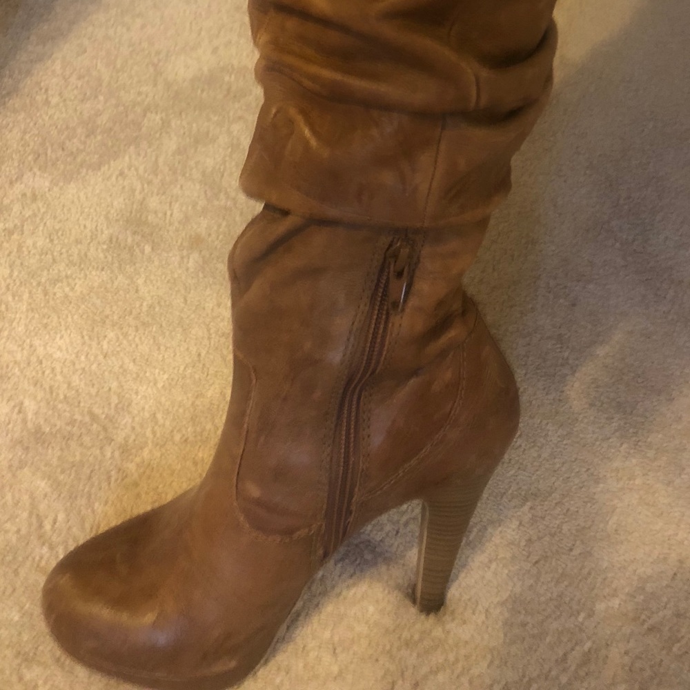 Jessica Simpson knee high leather boots brown